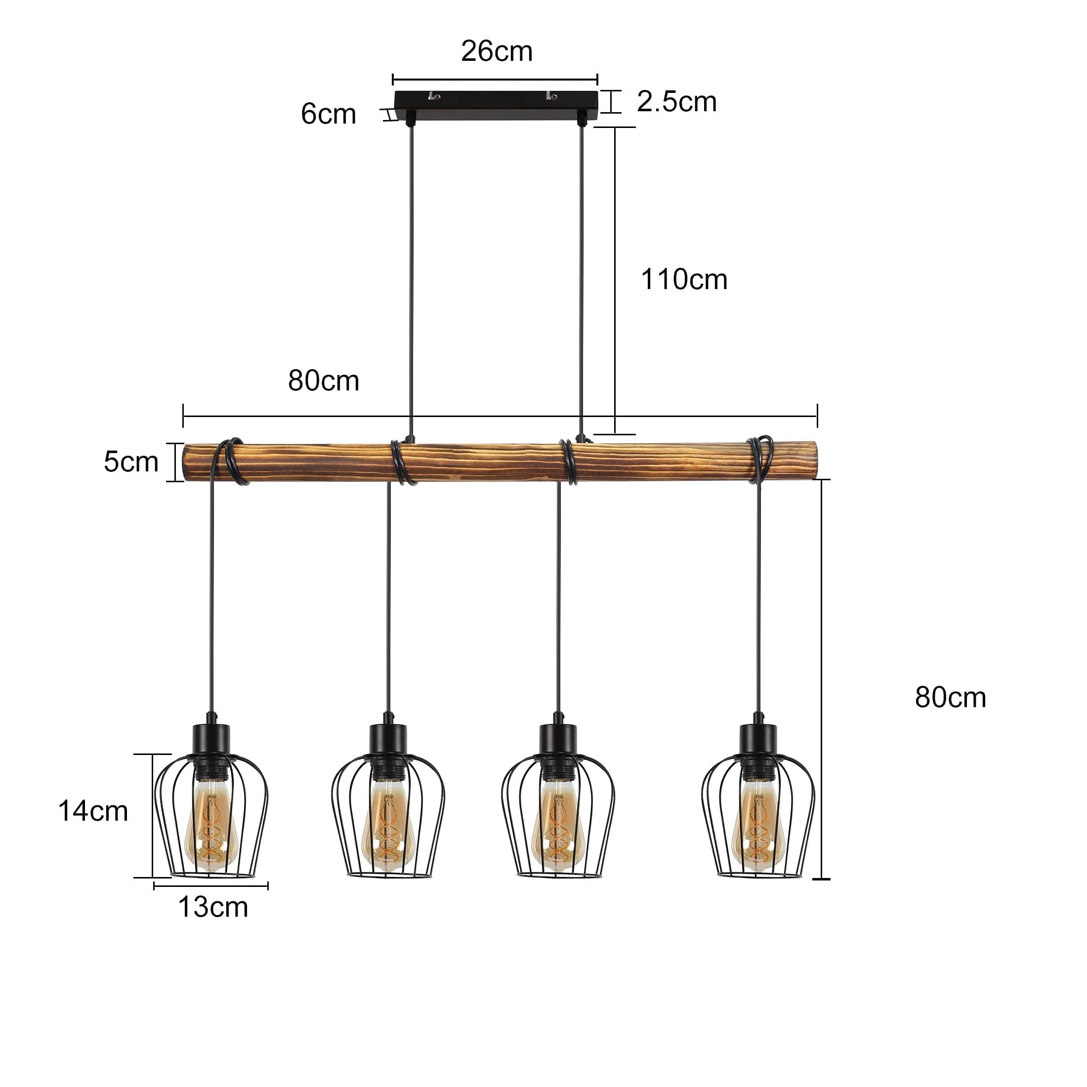 Vue complète de la lampe vintage suspendue